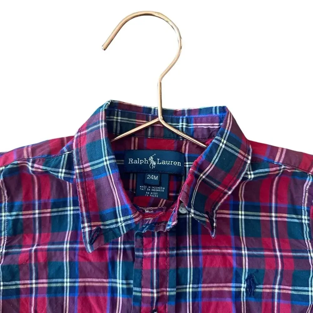 Ralph Lauren plaid button down shirt size 24 months